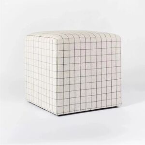 Studio McGee Lynwood Cube Ottoman White Windowpane